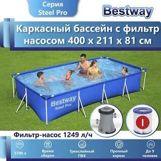 Прямоугольный каркасный бассейн bestway