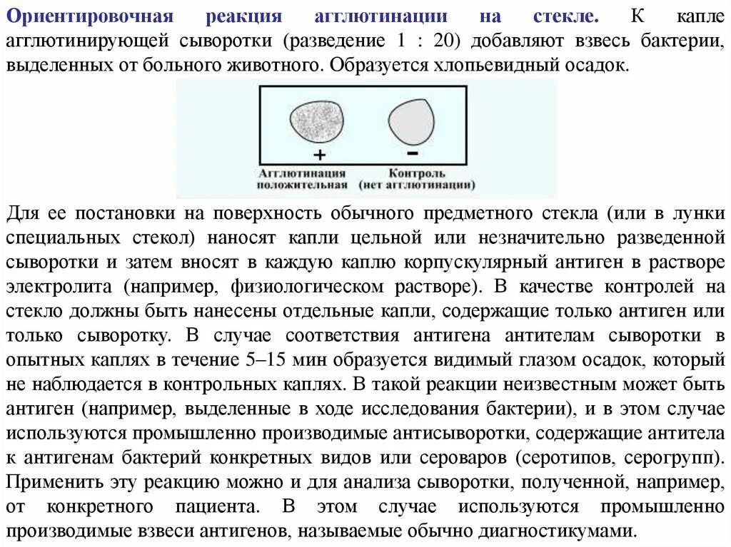 Образуют видимой формой. Постановка ориентировочной реакции агглютинации. Принцип постановки реакции агглютинации. Ориентировочная реакция агглютинации. Ориентировочная реакция агглютинации ставится.