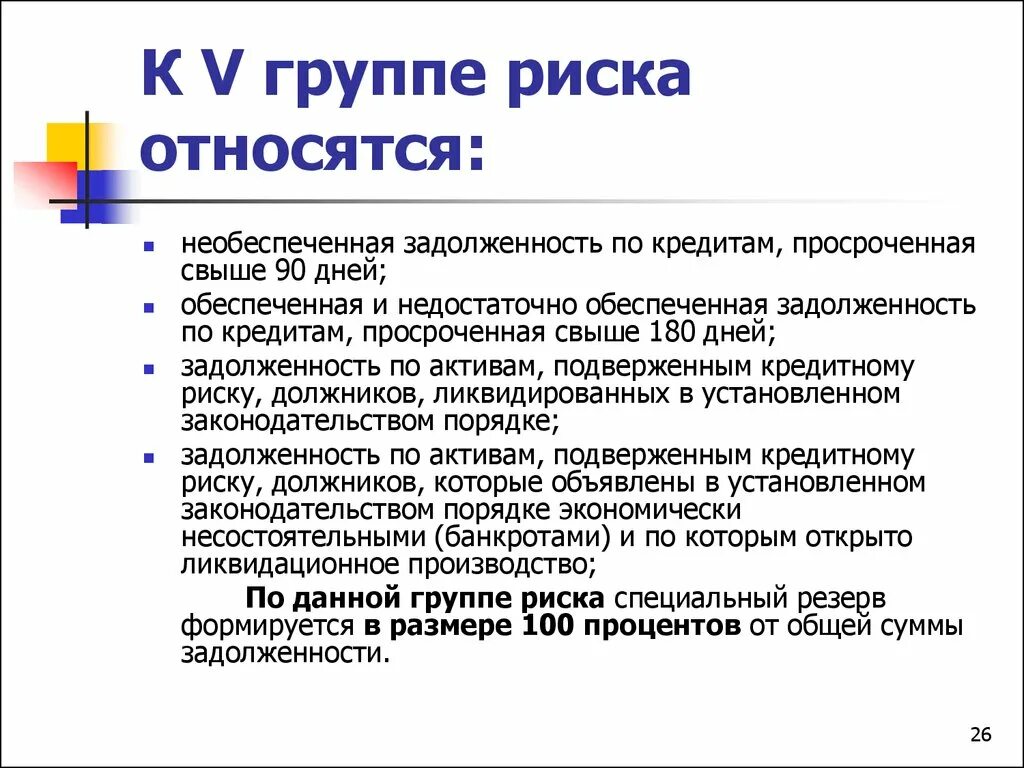 К активам пятой группы риска относятся. Группы риска ссуд. Обеспеченные и необеспеченные кредиты. К активам четвертой группы риска относятся.