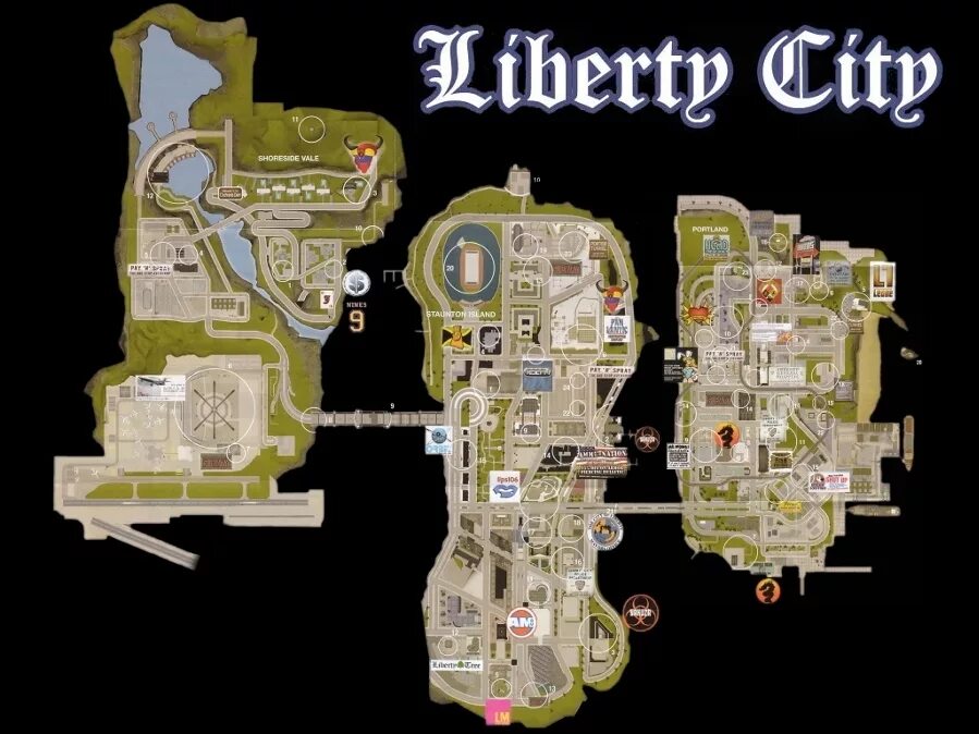 Gta mapping. GTA Liberty City stories карта. Liberty City GTA III Map. Grand Theft auto Liberty City stories карта. GTA III карта.