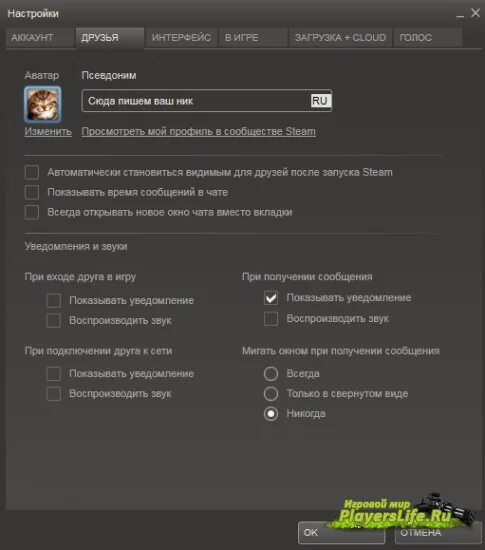 Как сменить ник в стим