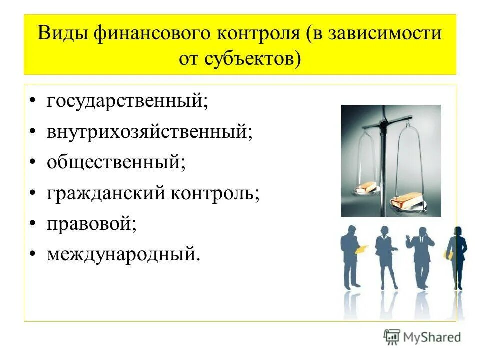 Контроль зависимого. Виды финансового контроля в зависимости от субъектов. Виды контроля в зависимости от субъекта контроля. Формы и методы финансового контроля.