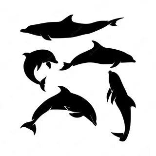 Premium Vector Dolphins silhouettes set jump stand diving for logo 