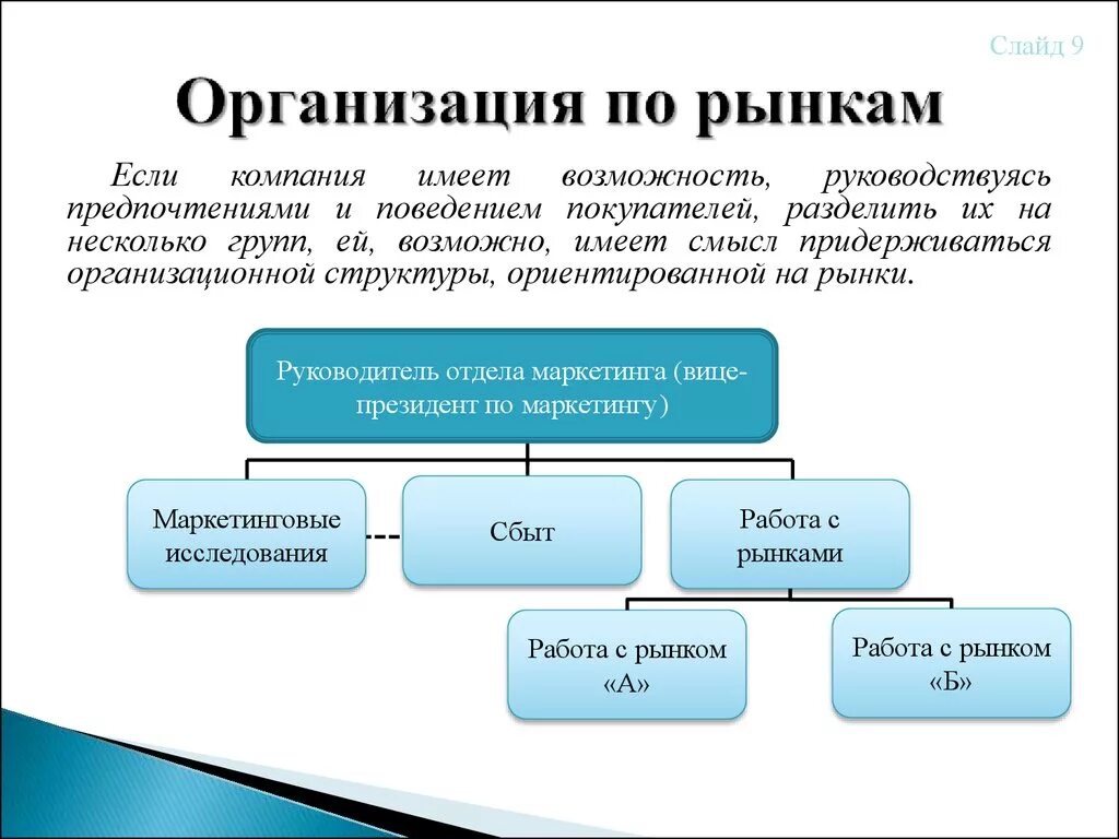 Организации не имеющие личных. Организация службы маркетинга по рыночному принципу. Рыночная структура организации службы маркетинга это. Организация маркетинга по рынкам. Рыночная организационная структура схема.