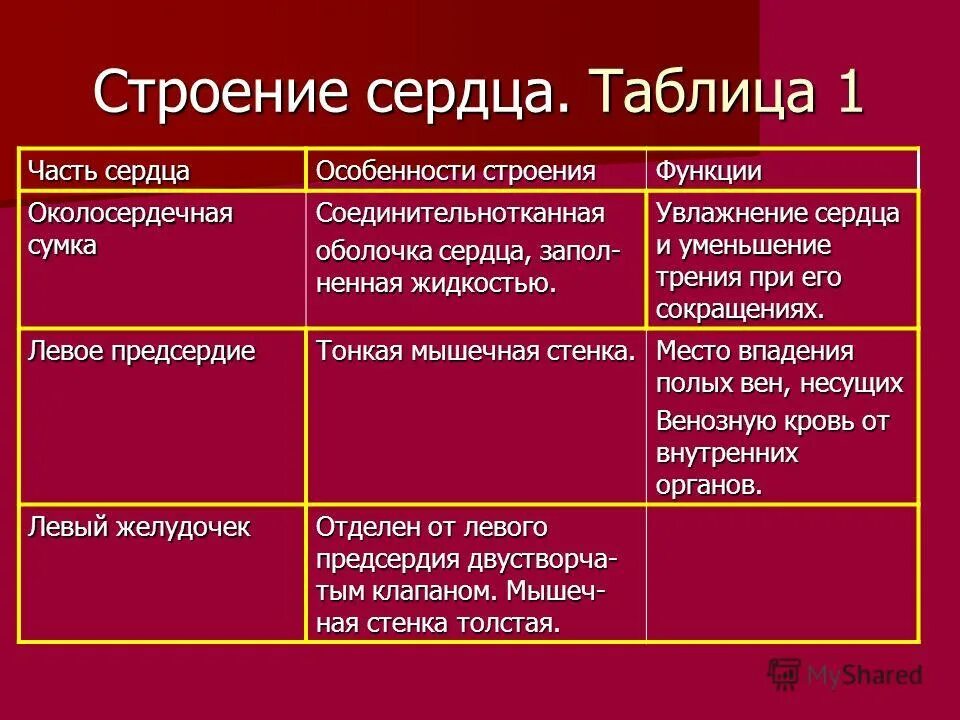 Слои предсердия. Строение сердца таблица 8 класс. Таблица строение и работа сердца 8 класс биология. Таблица по биологии строение сердца. Таблица по биологии часть сердца строение и функции.