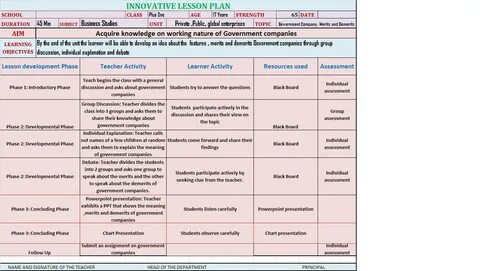English lessons plans