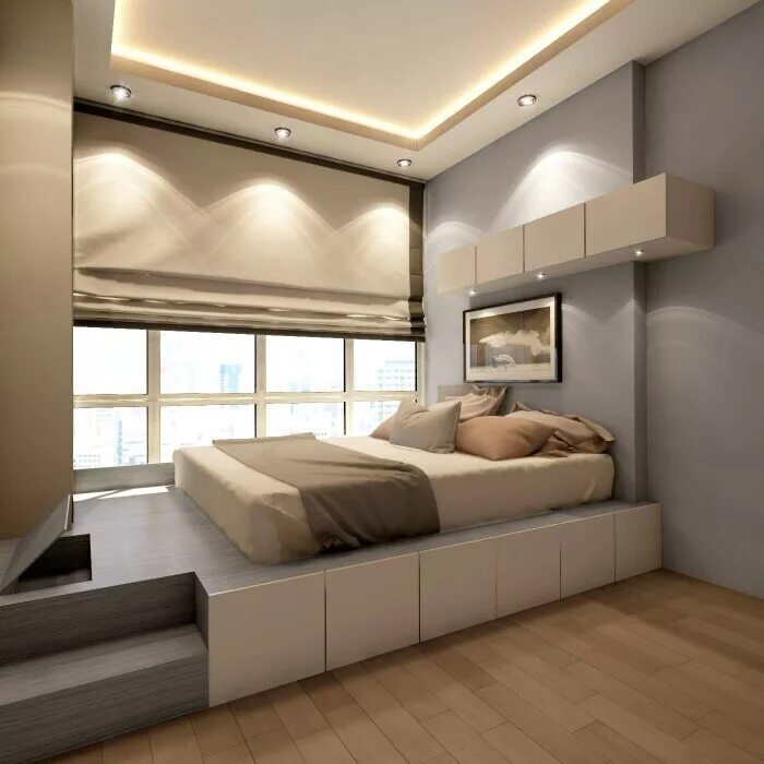Подиум на заказ. Кровать подиум 2 на 2. Спальня в современном стиле. Кровать подиум. Дизайнерская спальня.