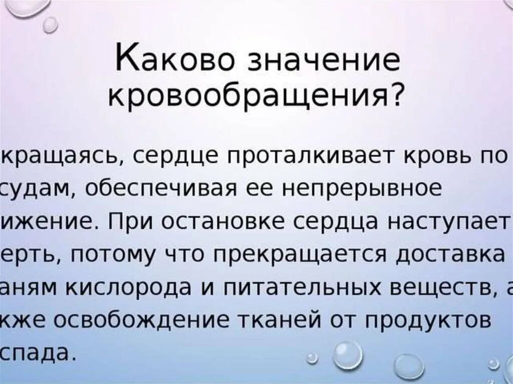 Значение кровообращения. Значение кровообращения для организма. Значение кровобращение для организма. Роль кровообращения в организме человека кратко. Роль кровообращения в организме