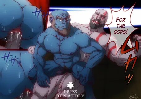 ladivina, brok, kratos, god of war, english text, speech bubble, abs, anal,...