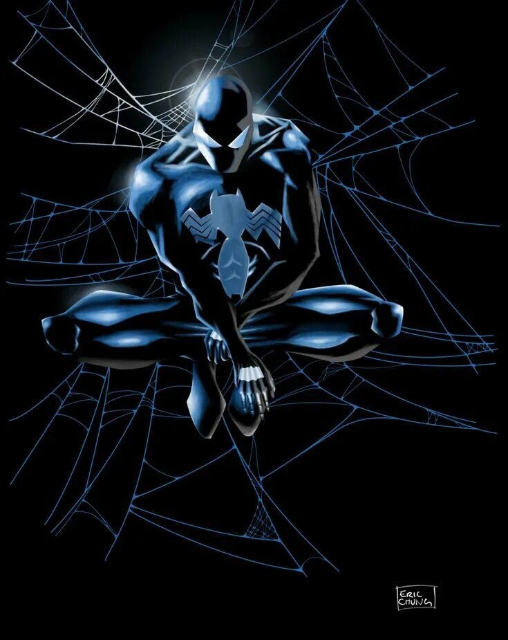 Черный человек паук комикс. Чёрный человек паук симбиот. Marvel Spider man черный костюм. Марвел человек паук симбиот. Черный паук симбиот.
