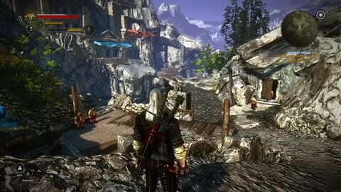 Geralt hangs out in the dwarven town of Vergen. 