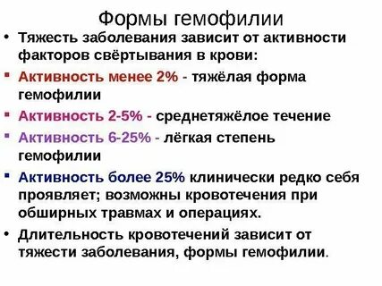 Формы гемофилии