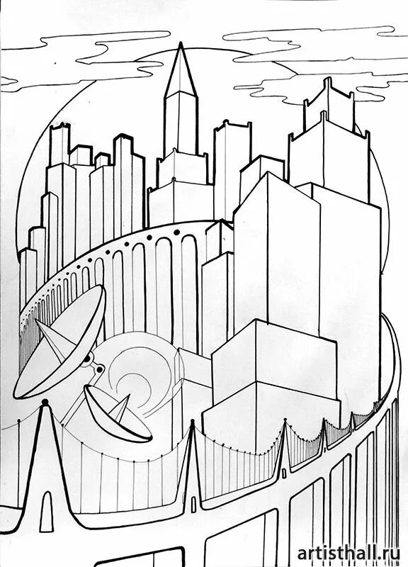 2-Point Perspective City Drawing Perspective drawing, Perspective art, 2 point p