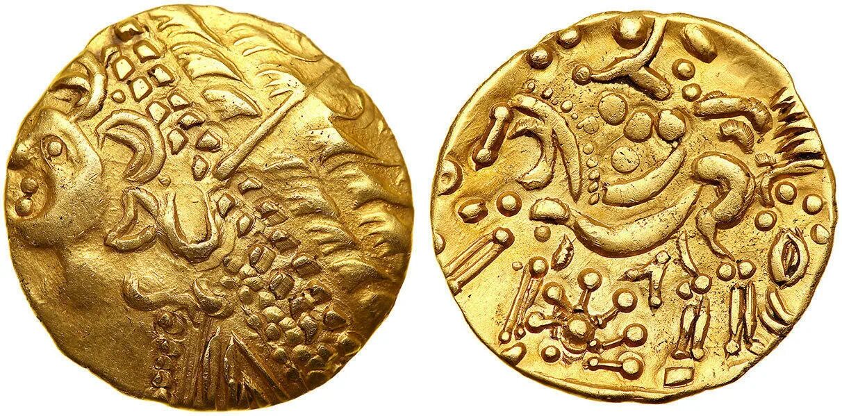 Древнейшая золотая монета 5 букв. Монеты кельты золото. Золотой статер кельтов. Золотой статер кельтов 2 век. Кельтские монеты статер.