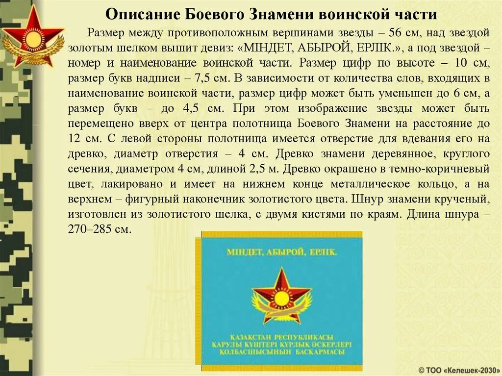 Положение о боевом знамени воинской. Боевое Знамя воинской части. Размер боевого Знамени воинской части. Флаги воинских частей. Воинские символы вс РК.