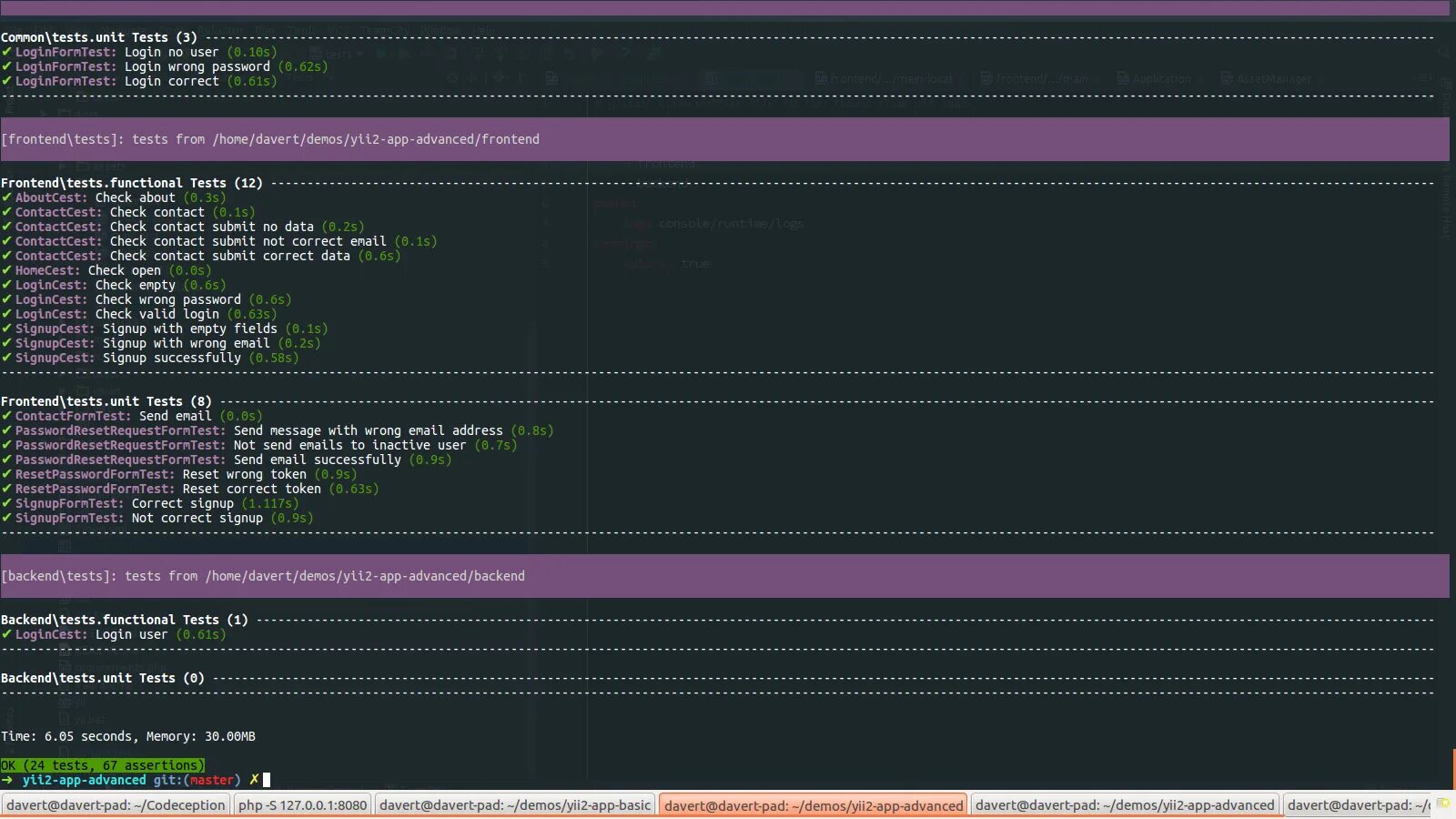 Docker yii2. Yii2 шпаргалка. тестирование frontend. yii2 tests. yii2 github.