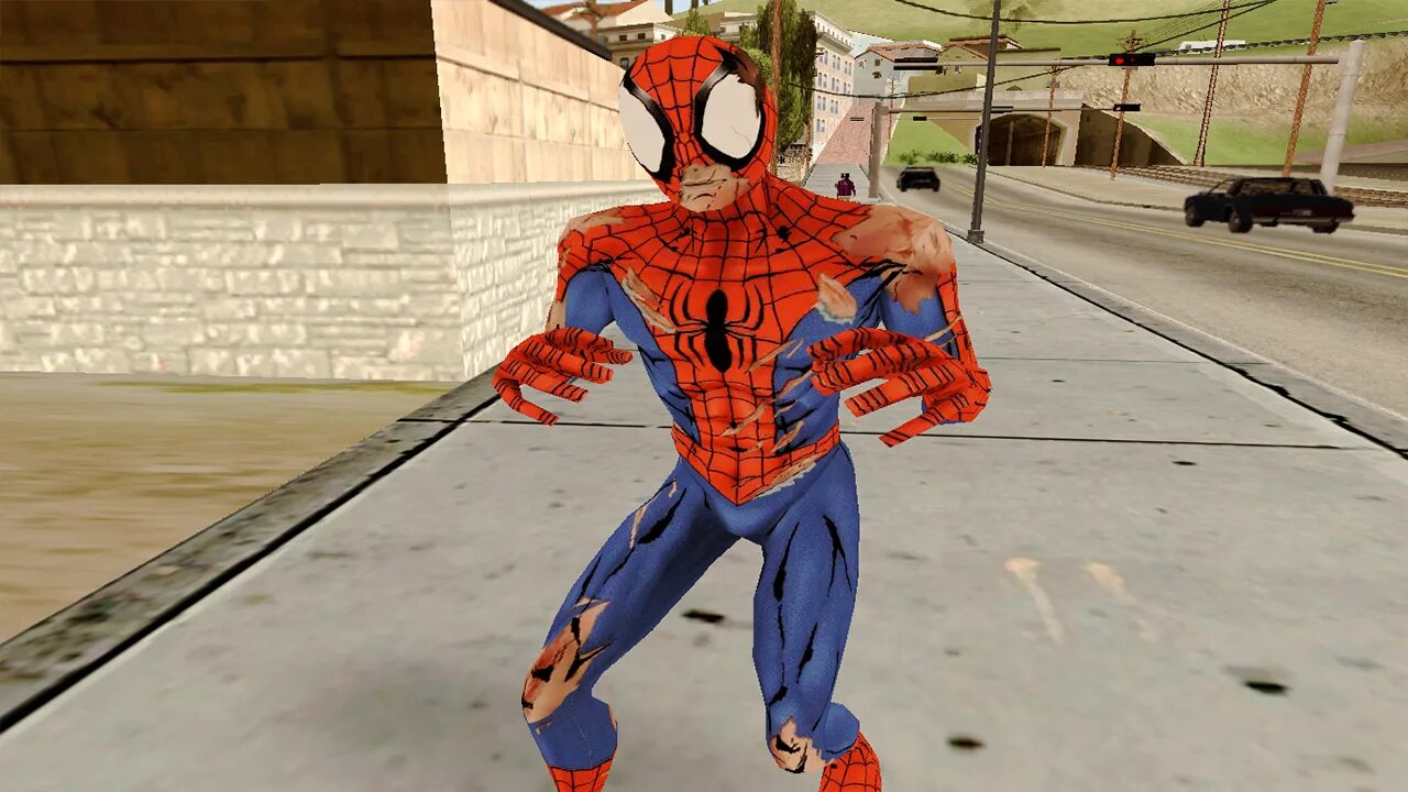 Гта сан мод на человека паука. Человек паук GTA San Andreas. Порванный костюм человека паука. Человек паук в рваном костюме. Человек паук поврежденный костюм.