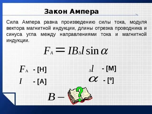 Пример ампера. Закон Ампера для магнитного поля формулировка. Закон Ампера формулировка и формула. Сила Ампера формула. Закон Ампера формула и расшифровка.