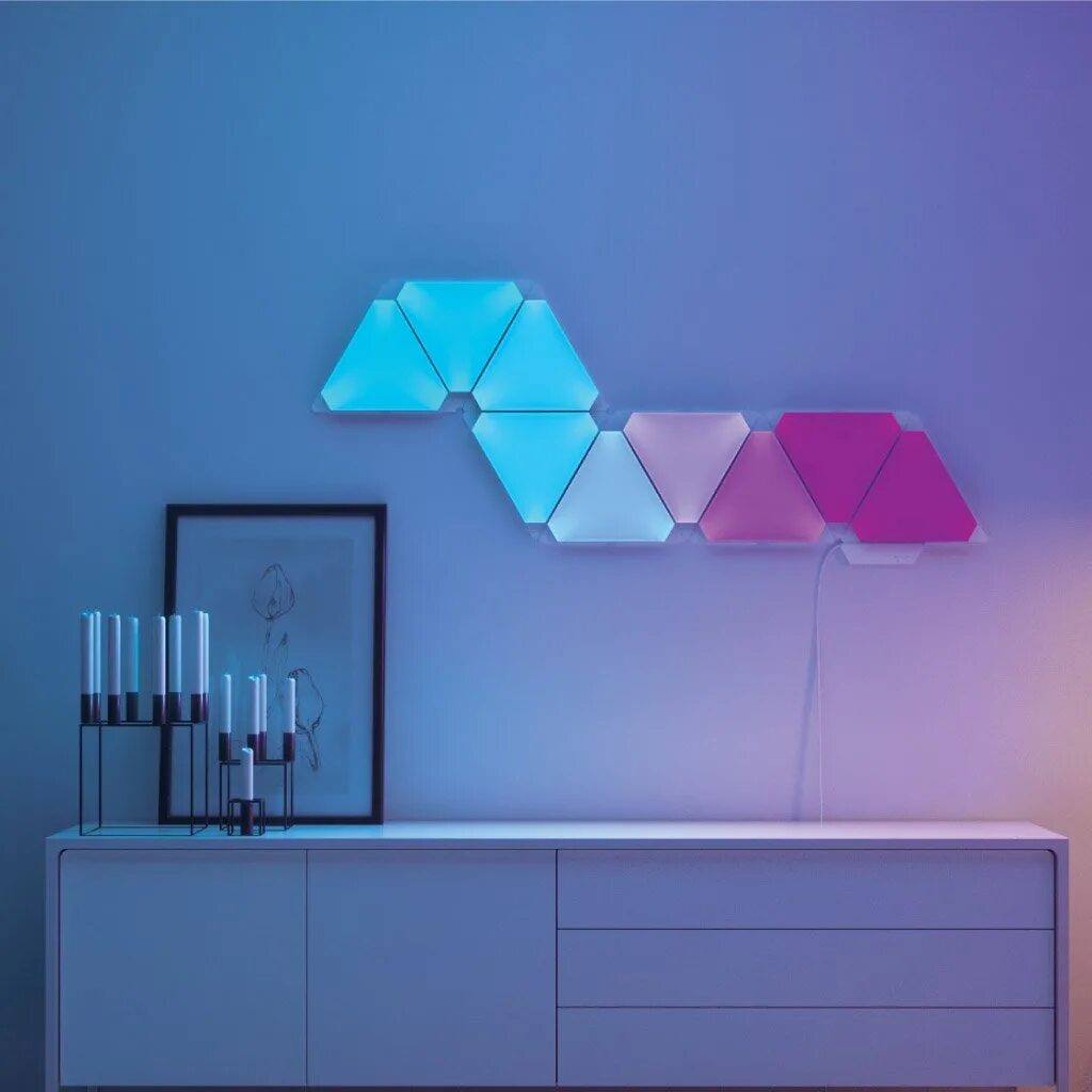 Включи свет панель. Светильник Aurora Nanoleaf. Nanoleaf Aurora Smarter Kit (9 панелей). Световые панели Aurora Nanoleaf. Подсветка светодиодная Nanoleaf Aurora.