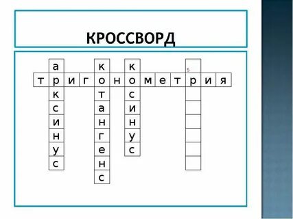 Тригонометрии сканворд