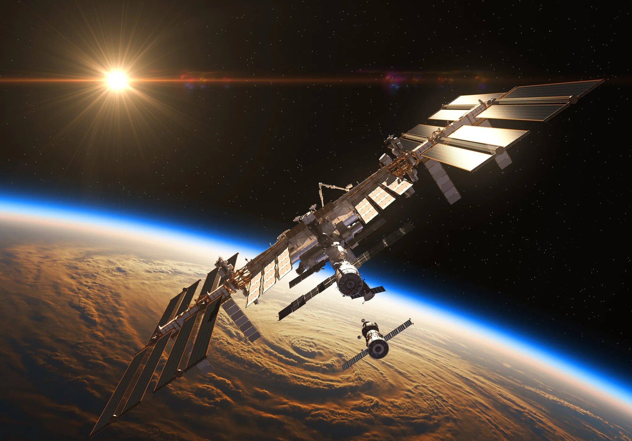Space station. Международная орбитальная Космическая станция. Станция МКС. Станция МКС В космосе. МКС 4к.