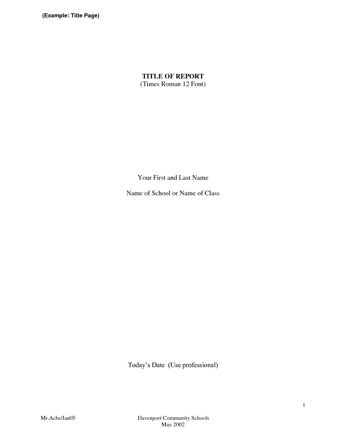 Example page. Title page. title page example. report title page example. title page of research paper.