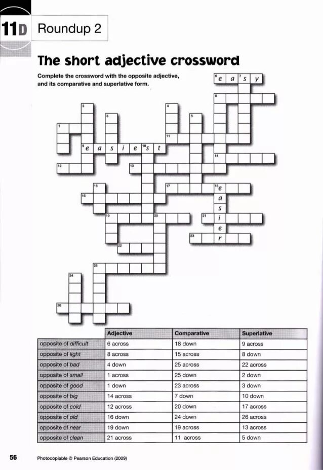 Complete with down with across