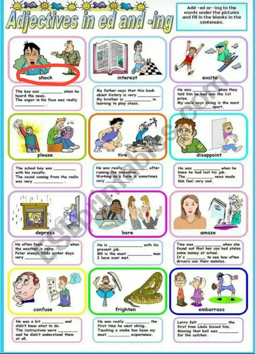 Прилагательные ed ing в английском языке worksheets. Ing ed worksheets. Прилагательные ed ing. Прилагательные ed ing упражнения. Ing ed worksheets.