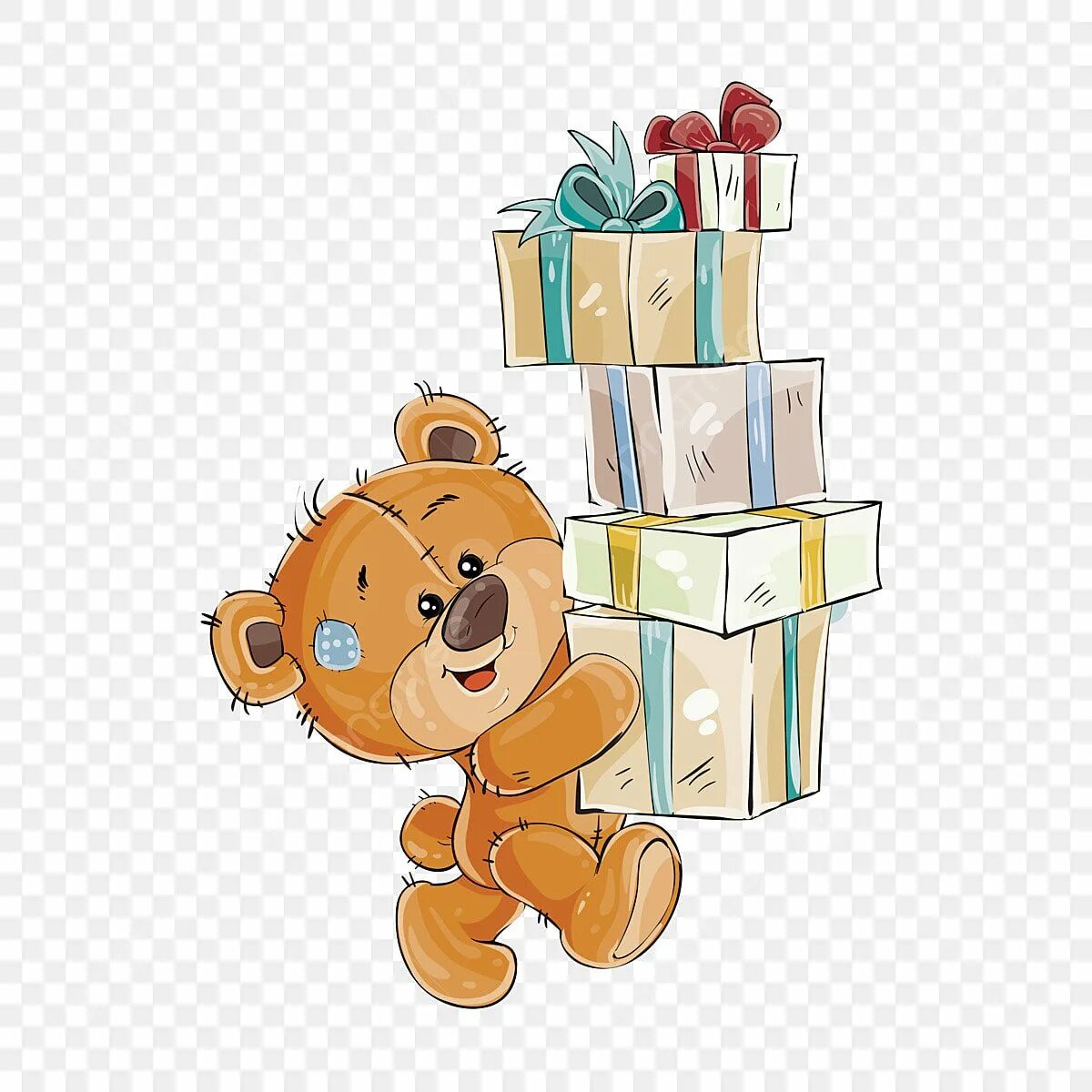 Мишка на день рождения ребенку. Медвежонок с подарком. Медвежонок с подарками на тортике. С днем рождения мультяшки. Мишка с подарком мультяшный.