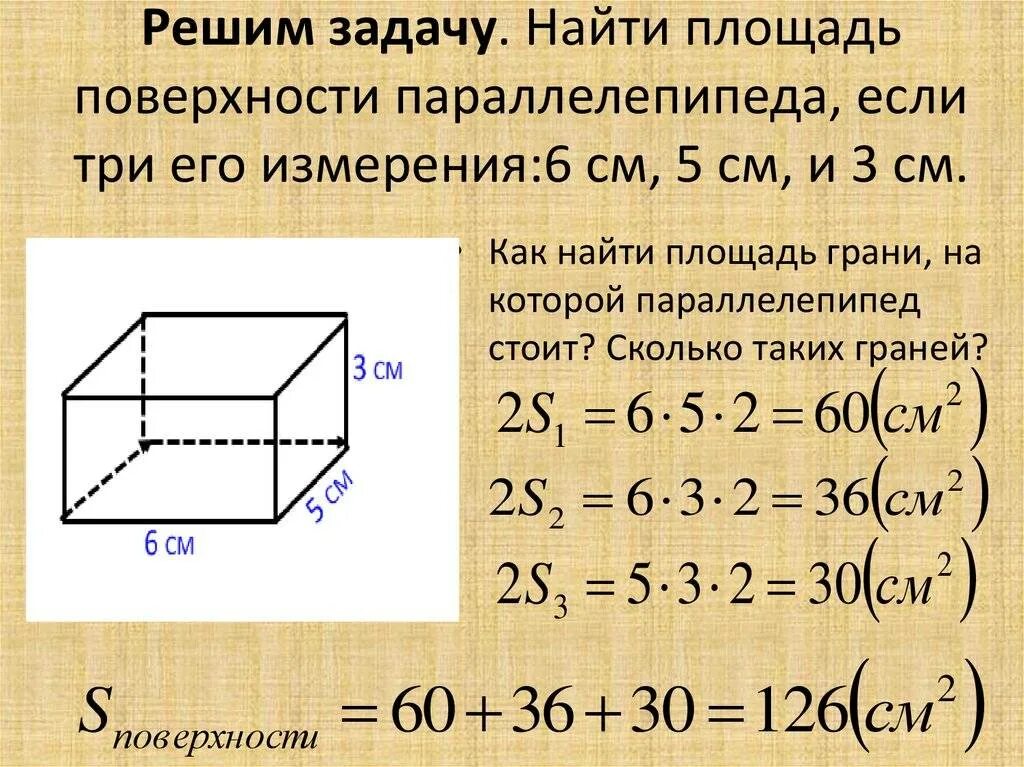 Ширина параллелепипеда равна 3 3 4. Площадь поверхности прямоугольного параллелепипеда формула. Площадь поверхности прямоугольного параллелепипеда 5 класс. Формула нахождения площади прямоугольного параллелепипеда. Площадь прямоугольного параллелепипеда формула 5 класс.