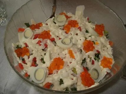 Вкуснейший салат с красной икрой
