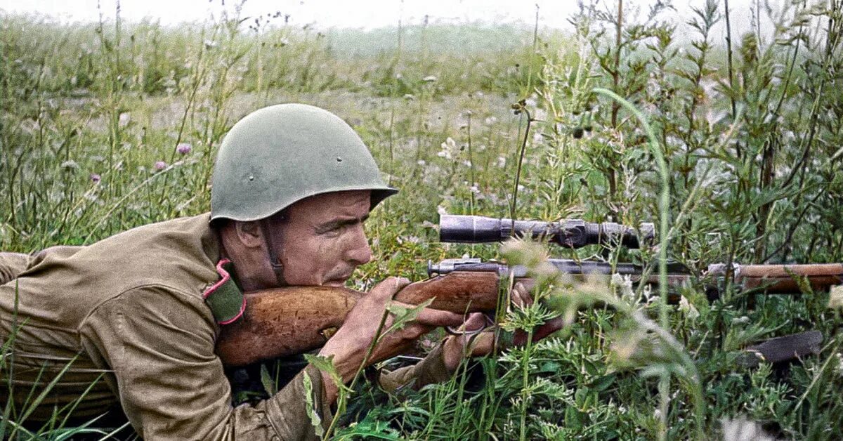 Лучшие снайперы великой отечественной войны. Вторая мировая колоризация. Засада СССР.