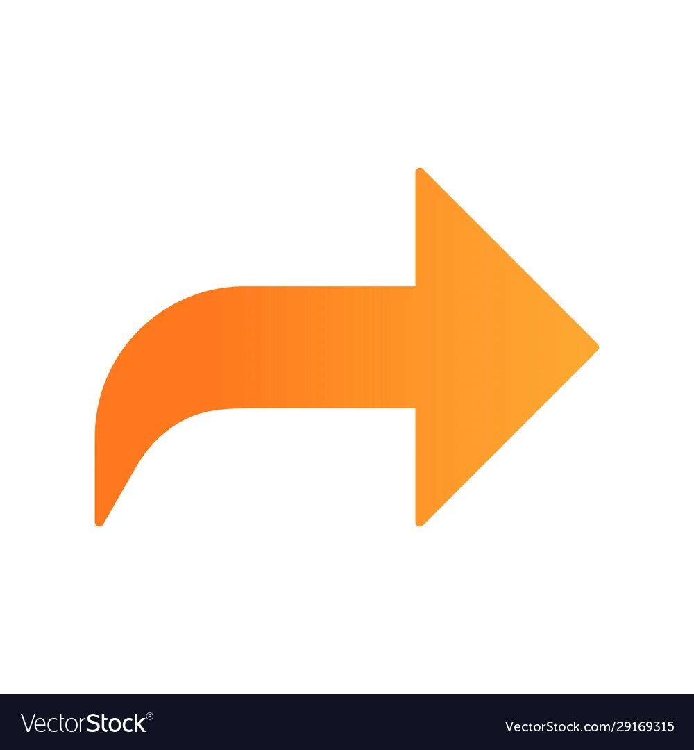 Forward direction. Желтая изогнутая стрелка. широкая плоская стрелка. forward curved.