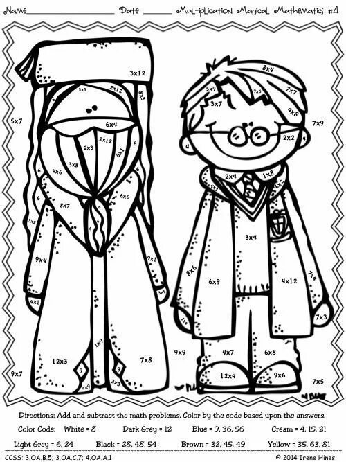 Colour the answers. Harry Potter Worksheets.