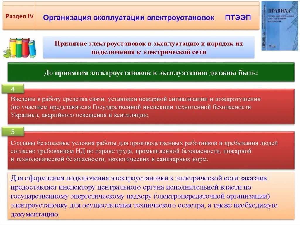 Организация эксплуатации электроустановок. Организация безопасности эксплуатации электроустановок. Порядок включения электроустановок. Вопросы организации безопасной эксплуатации электроустановок.