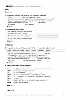 Solutions pre intermediate unit 4