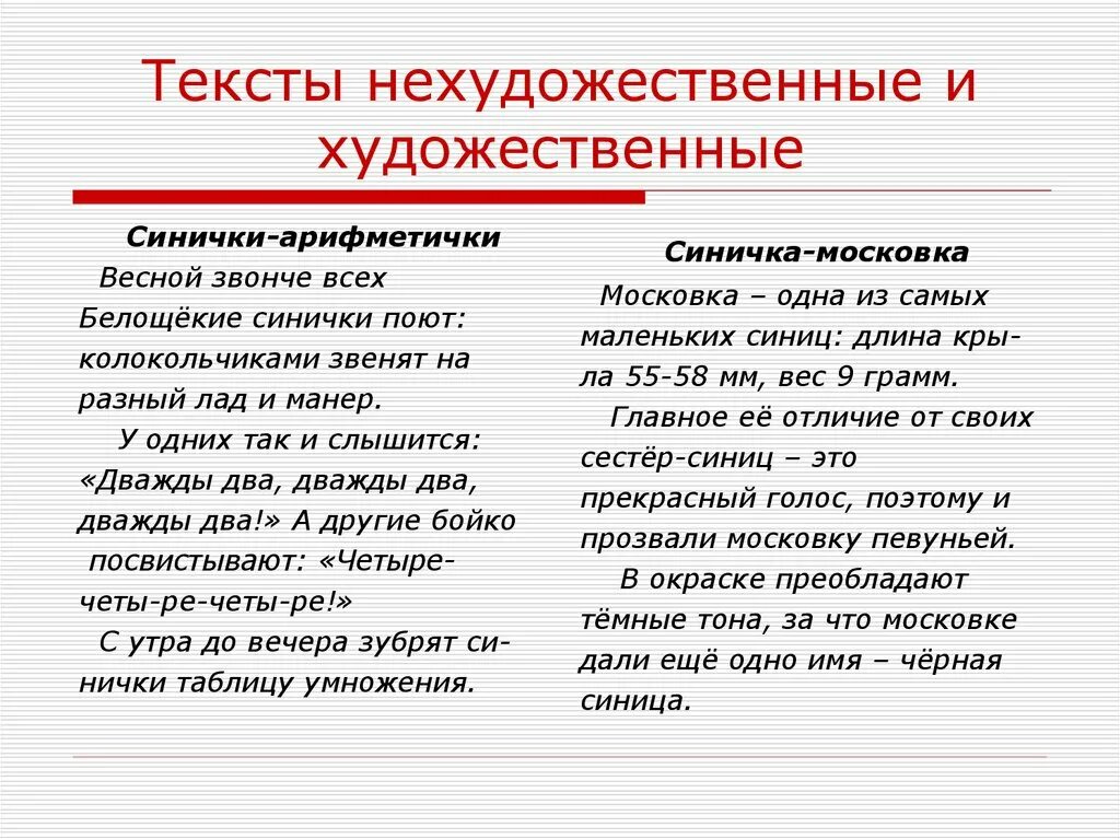 Художественный стиль текста примеры. Художественный и нехудожественный текст. Художественные и нехудожественные тексты 3 класс. Примеры художественного текста и нехудожественного текста. Художественный текст пример.