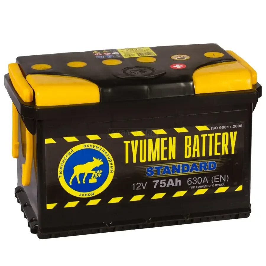 Аккумуляторы standard 6ст. Tyumen battery standard 75. 6ст-75l &quot;tyumen battery&quot; standard. автомобильный аккумулятор tyumen battery standard 70 ач обр. пол. 630a (278x175x190). тюмень стандарт 75 ач о.п..