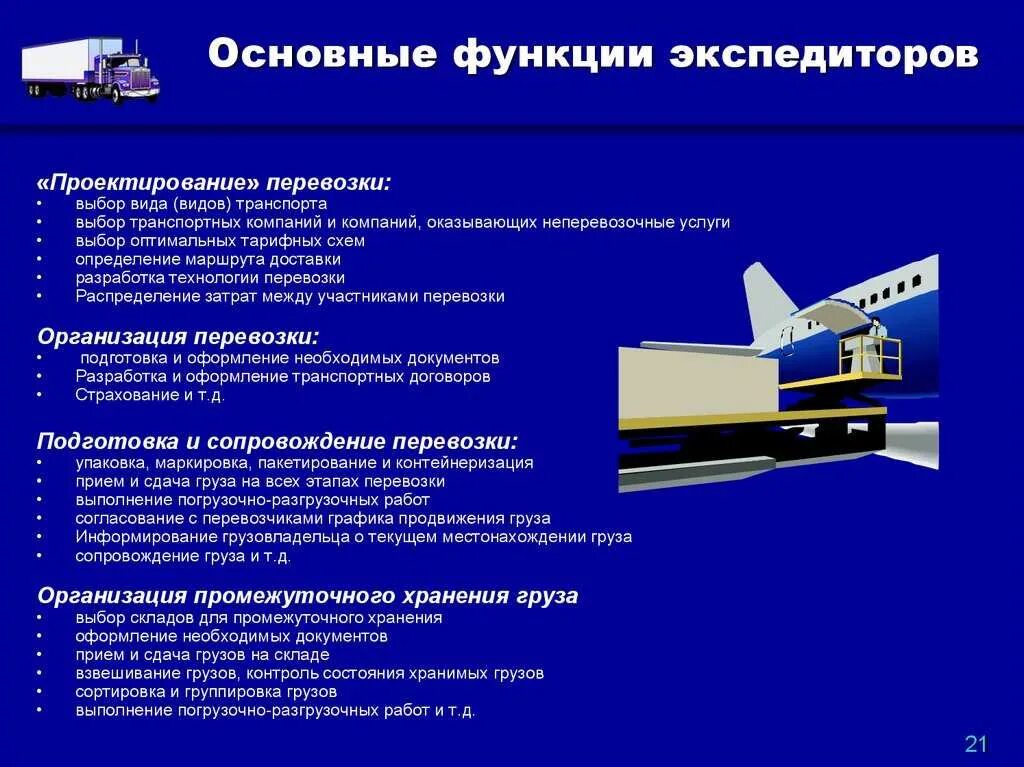 Основные функции транспортировки. Организация автотранспортных перевозок. Основные функции экспедитора. Требования к перевозке грузов.