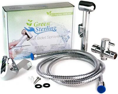 Bidet Sprayer Shattaf Bath Shut Off Valve Holder Set Black No Drilling Hold...