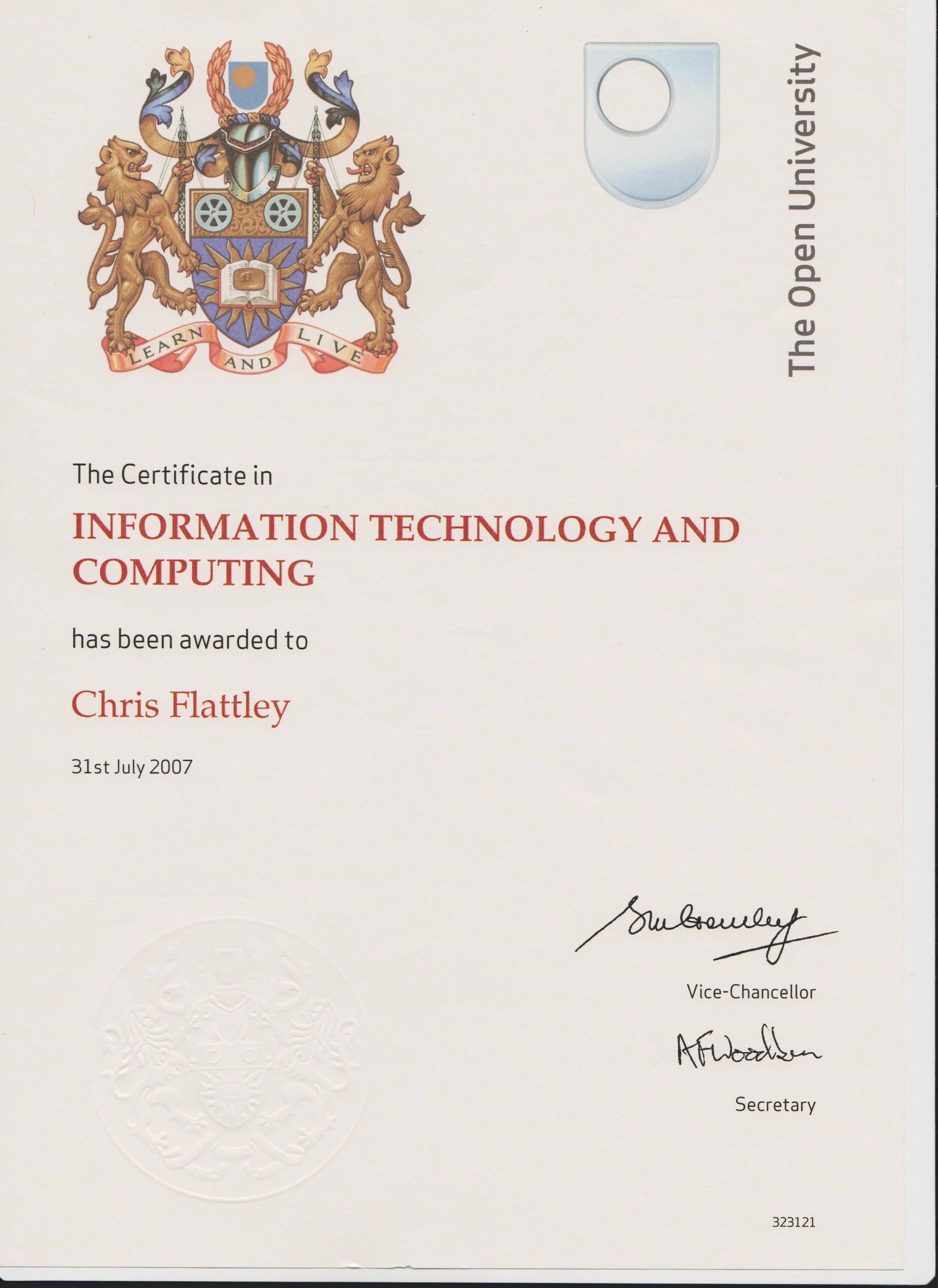 Open Uni Certificate. The open University uk. Британский открытый университет сертификат.