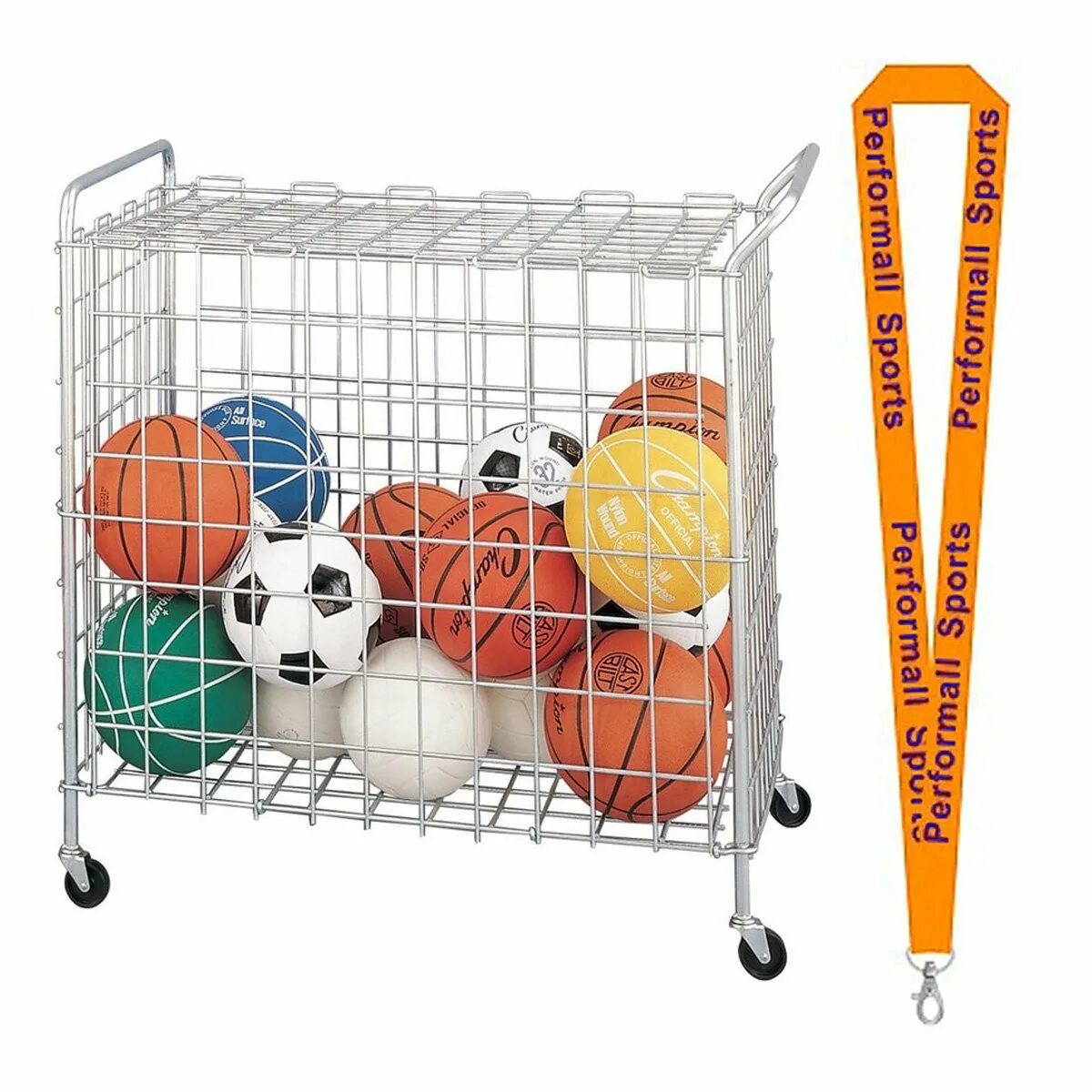 Стеллаж для мячей. Тележка для спортивного инвентаря 85*5080 см. Корзина для мячей. Контейнер для мячей. Корзина для хранения мячей для детского сада.
