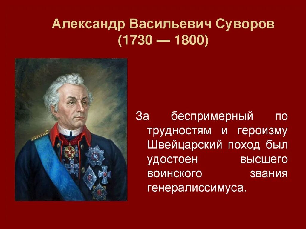 Сообщение суворов 4 класс окружающий мир