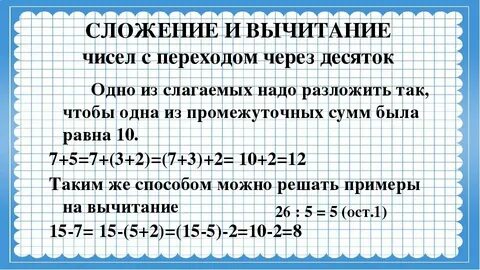 Алгоритм сложения через десяток