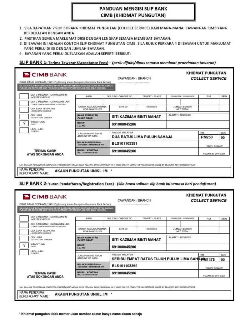 Bank slip