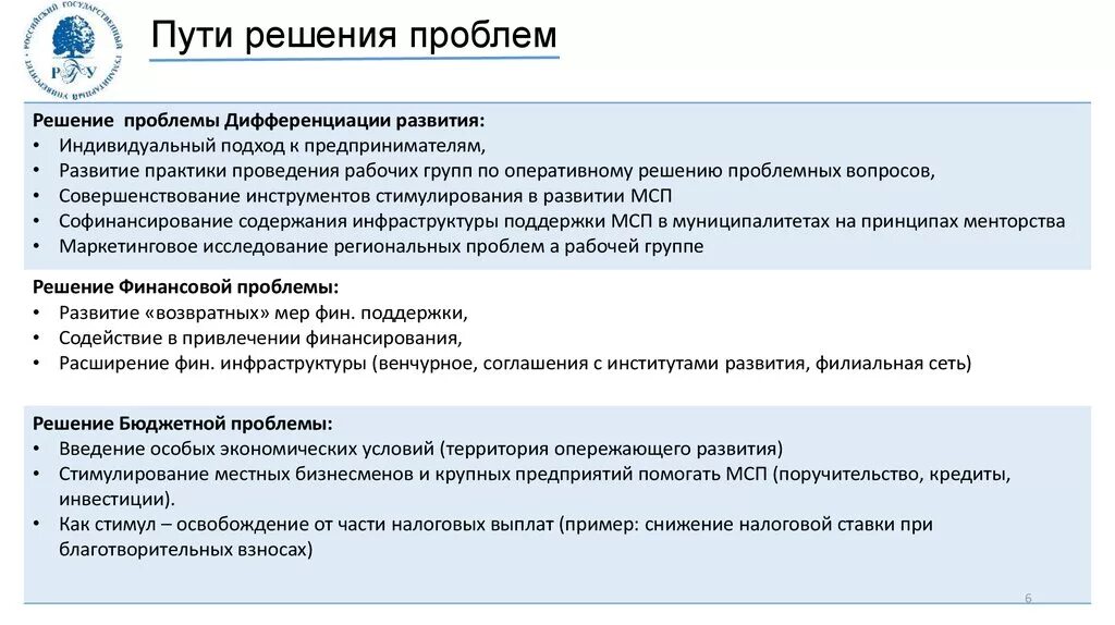 Пути решения проблем россии