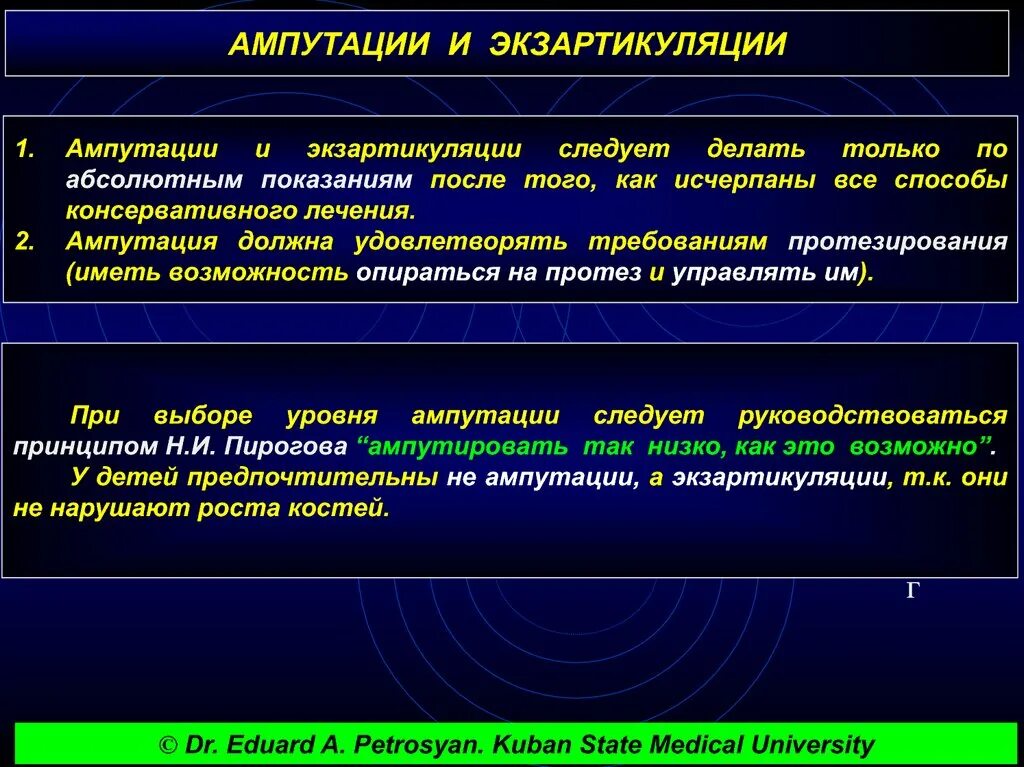 Ампутация и экзартикуляция. Обработка сосудов при ампутации. Принципы ампутации и экзартикуляции конечностей. Обработка сосудов и нервов при ампутации.