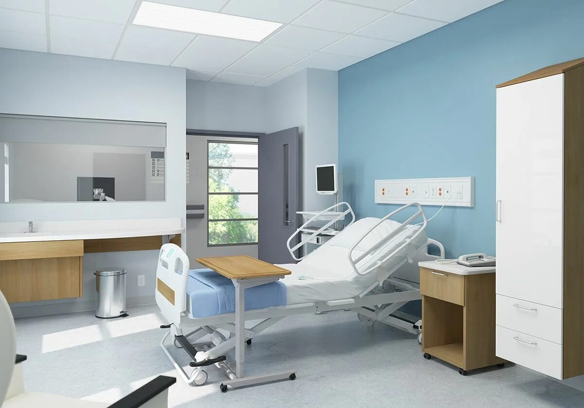 Patient room. Дизайнерская мебель для больницы. Интерьер больничной палаты. Современные больничные палаты. Комната в больнице.
