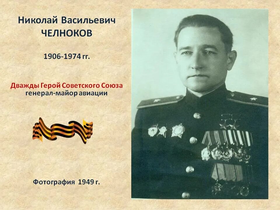 Челноков г. Н.В Челноков дважды герой советского Союза.