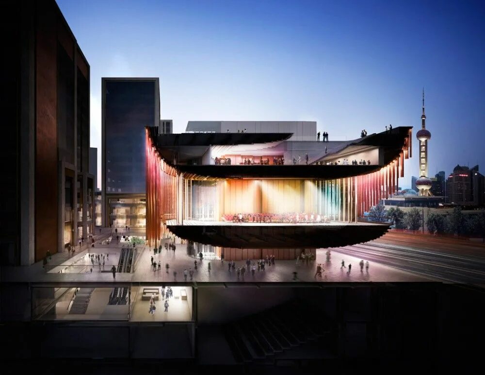 Архитектура Фостер театр в Шанхае. Культурный центр the Bund Finance Center. Культурный центр театр